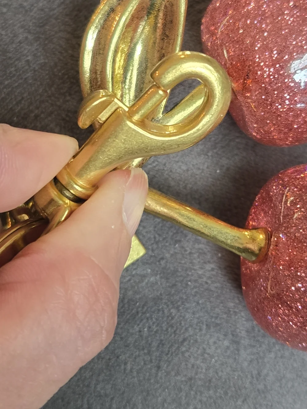 Glitter Cherry Keychain - Pink/Gold